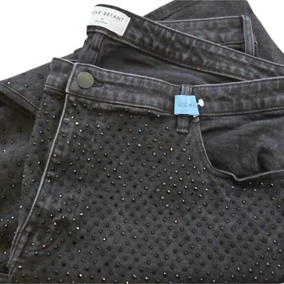 Lane Bryant Black Boyfriend Fit Jeans With Rhinestone Party Plus Size 26 - Picture 13 of 13